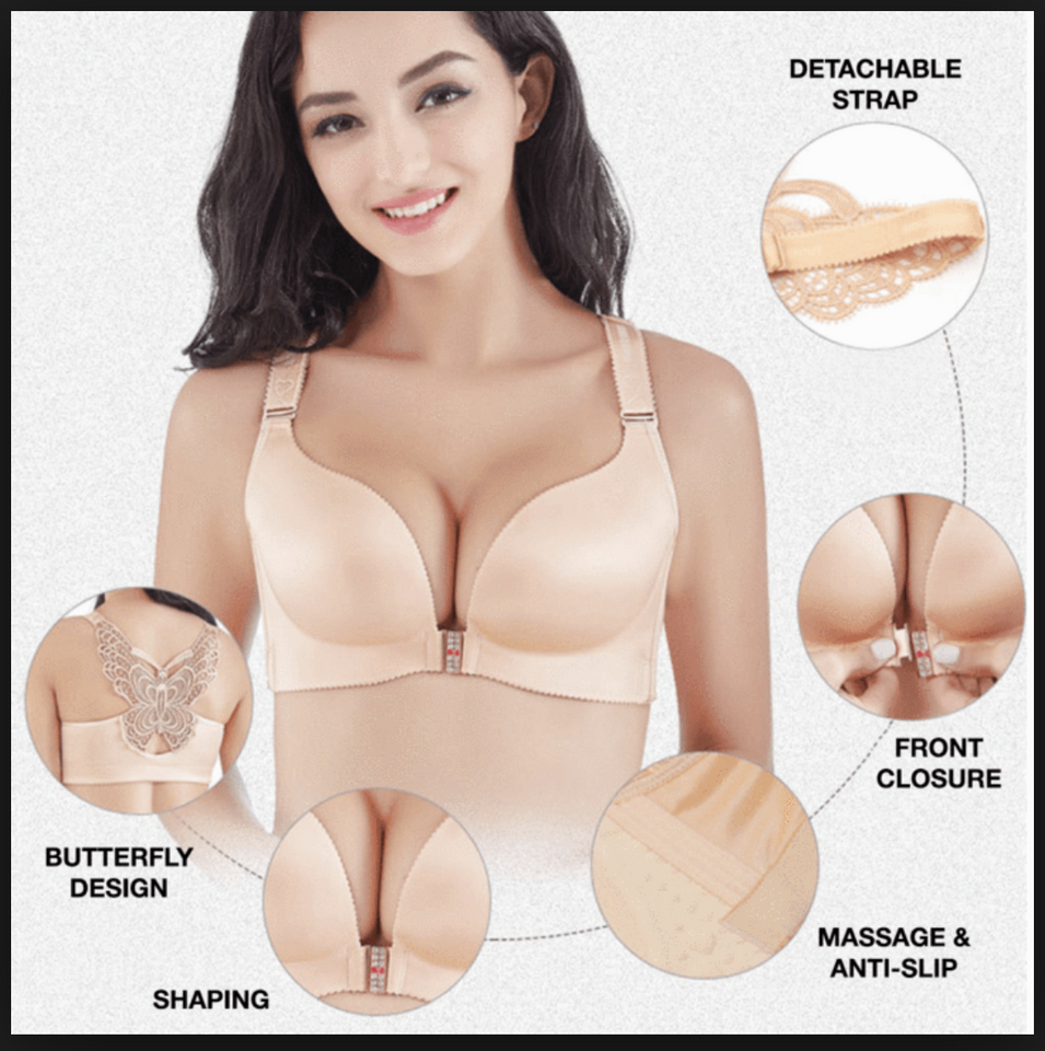 Handmade Butterfly Embroidery Front Closure Wireless Bra